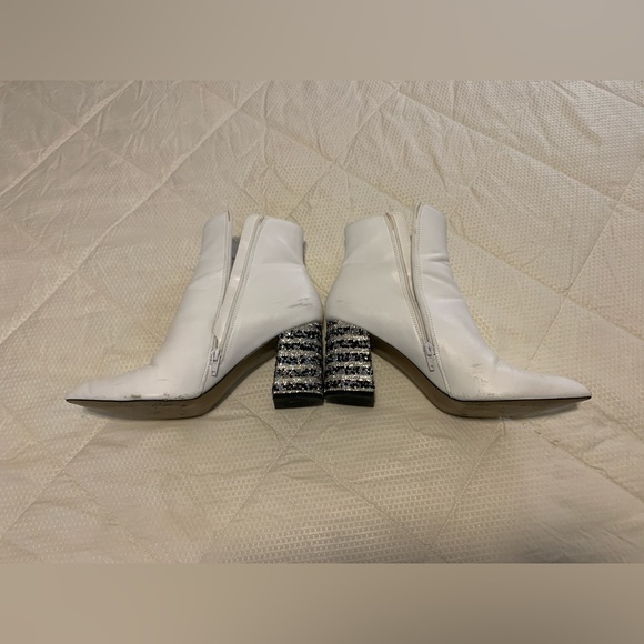 Betsy Johnson white rhinestone heeled booties - Picture 6 of 9